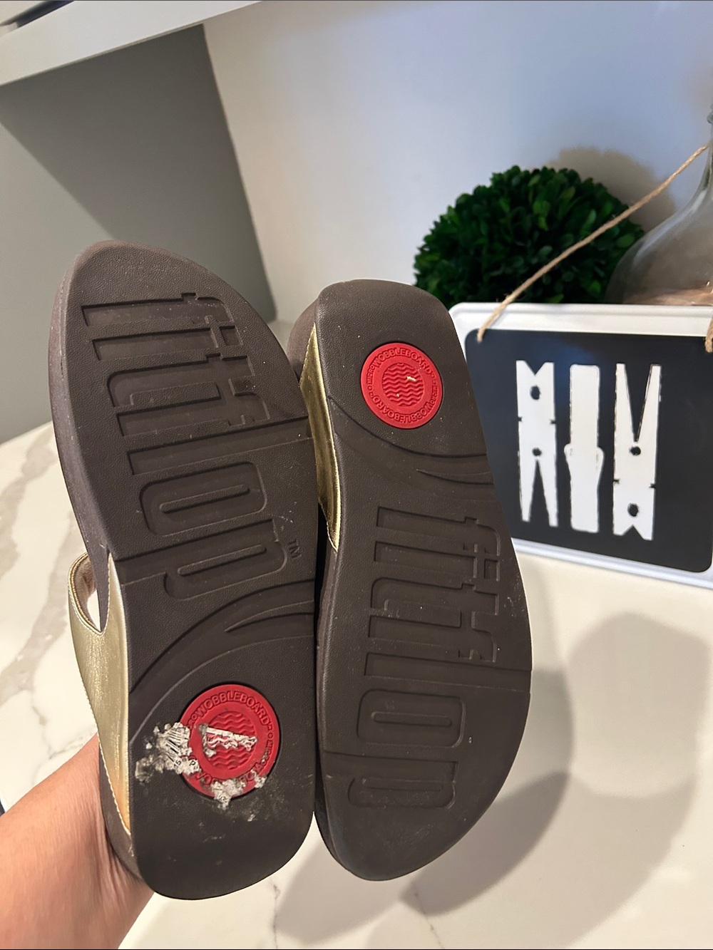 Fitflop Gold Thong Sandals with Iridescent Jewel - Picture 4 of 4